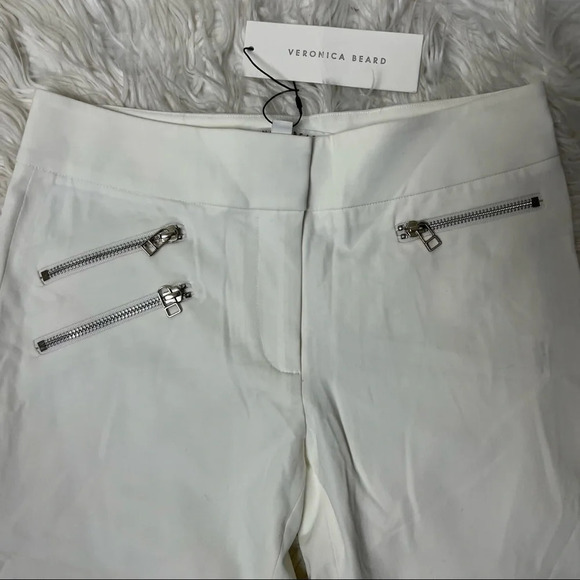 New Veronica Beard Roxy Baby Bell Front Zip Pocket Ankle Pant White - Picture 5 of 12